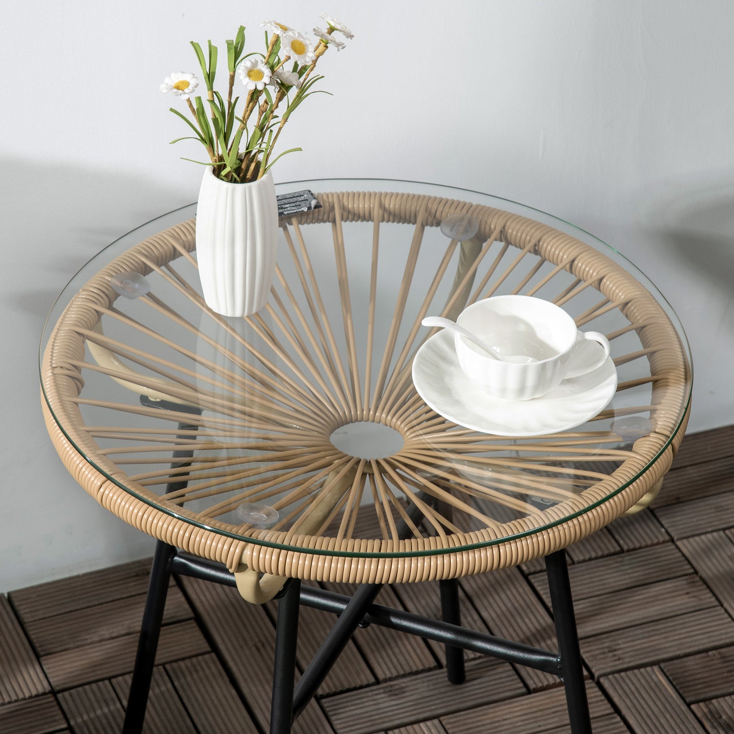 Rattan Side Table, Round Outdoor Coffee Table