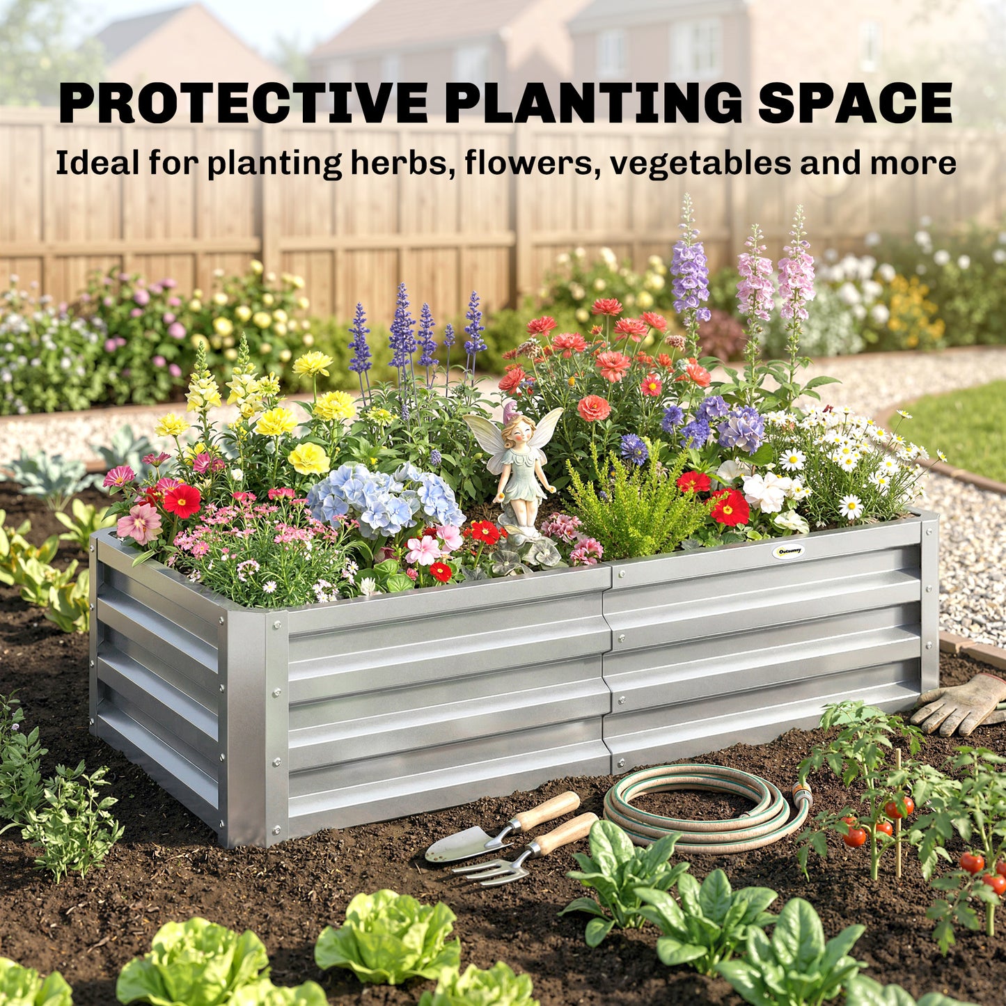 Raised Beds for Garden, Galvanized Outdoor Planters