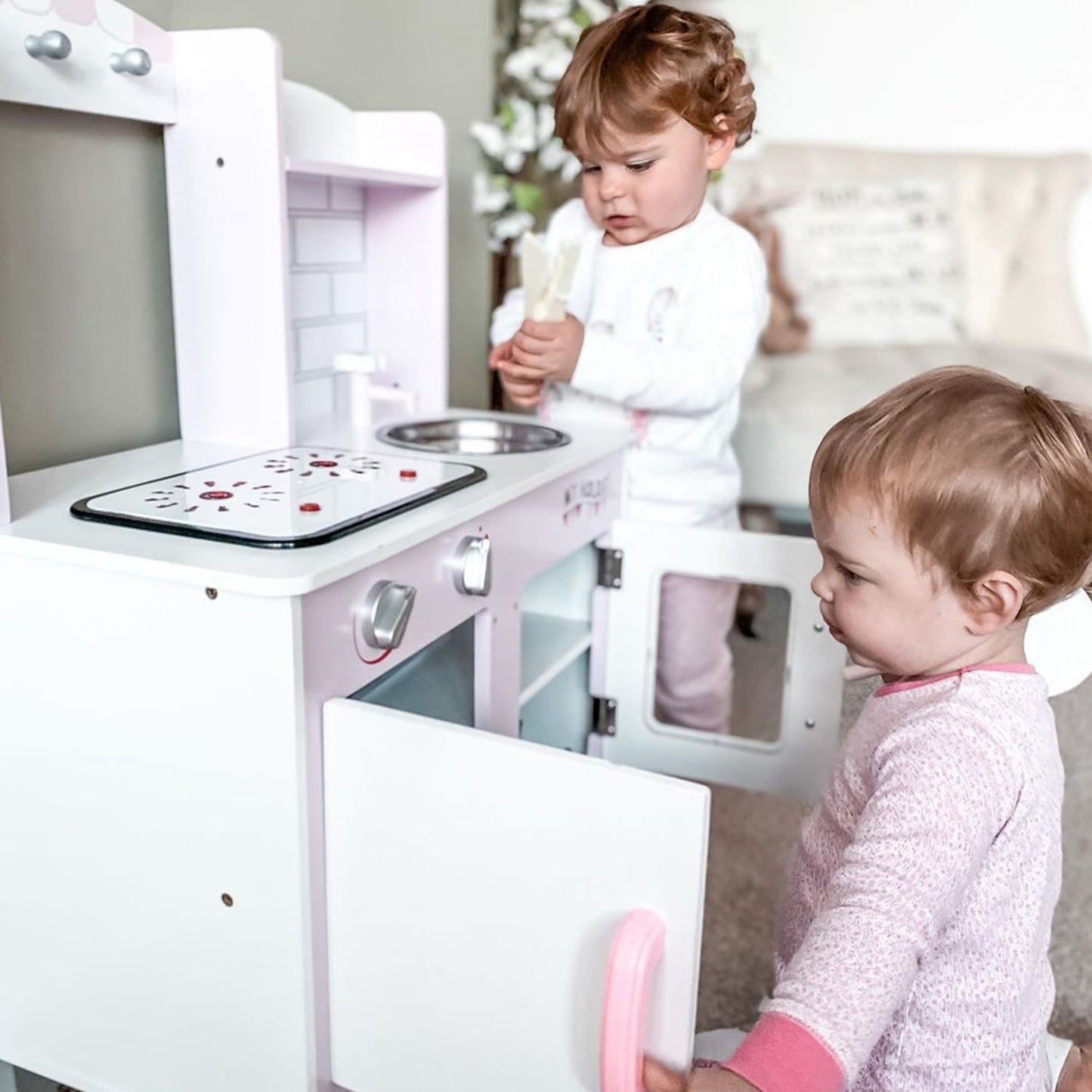 Kids Pretend Kitchen Playset w/ Cooking Toy Accessories