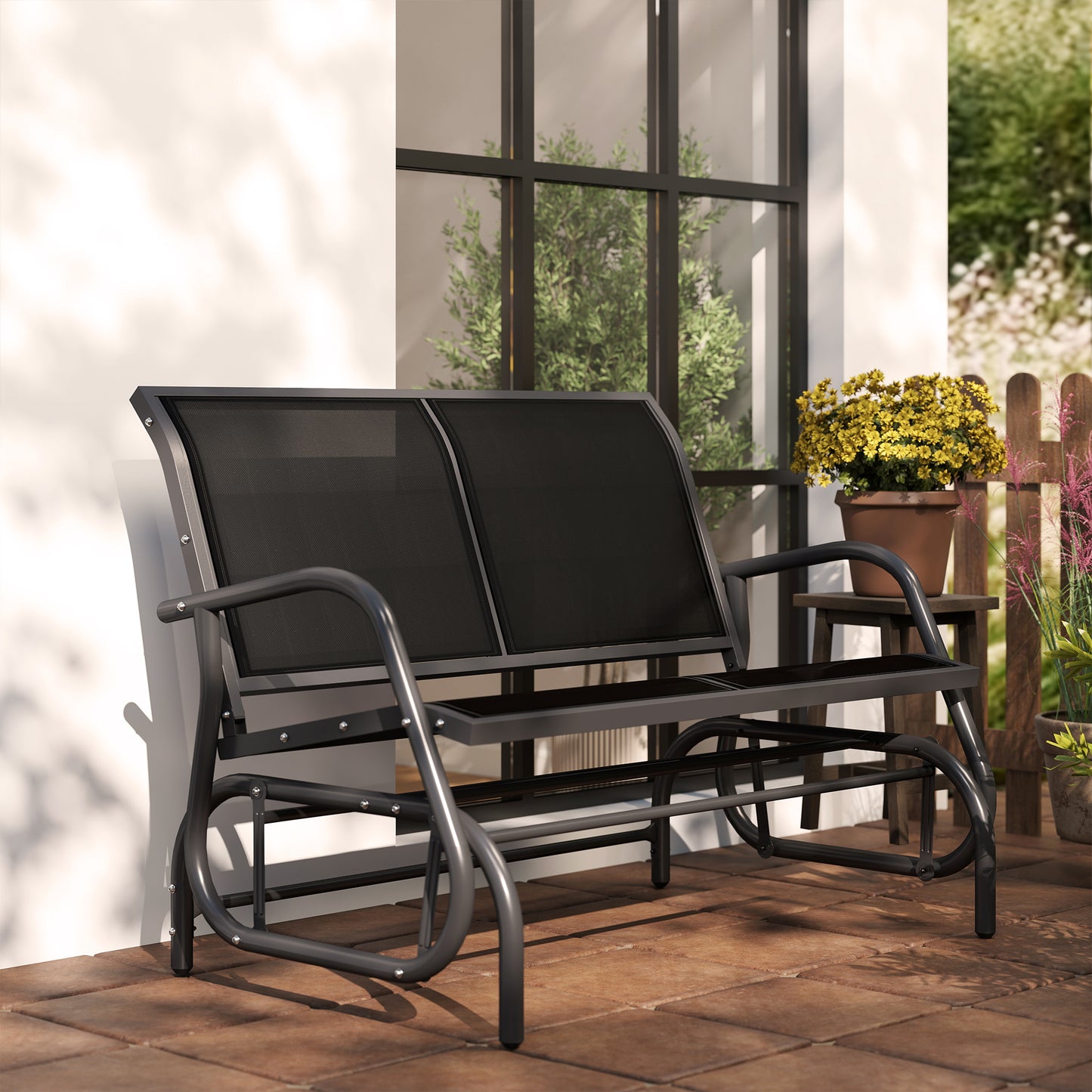 2-Person Outdoor Glider Bench Patio Double Swing Gliding Chair