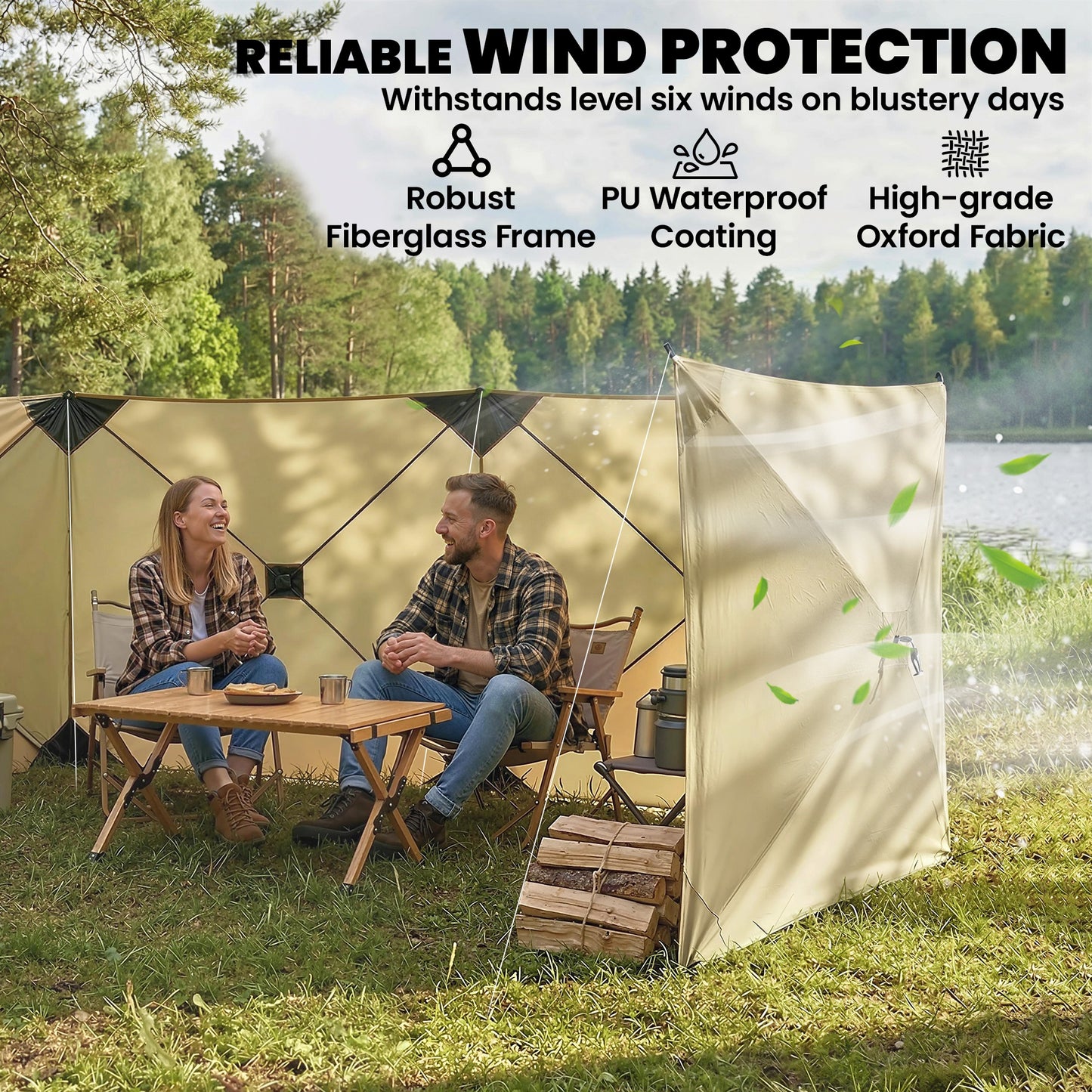 Camping Windbreak Pop Up Windbreaker Blocker with Ropes Pegs