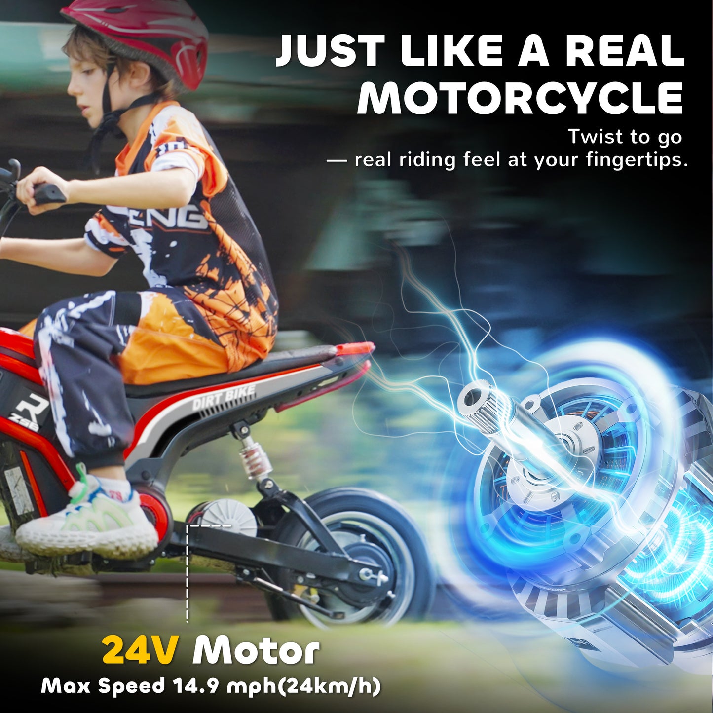 24V Electric Motorbike 18km/h with Twist Grip Throttle