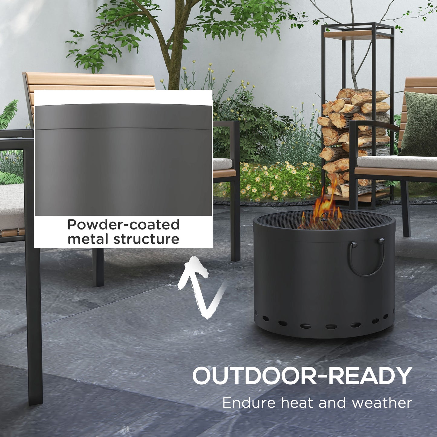 Smokeless Fire Pit, 38cm Portable Wood Burning Firepit
