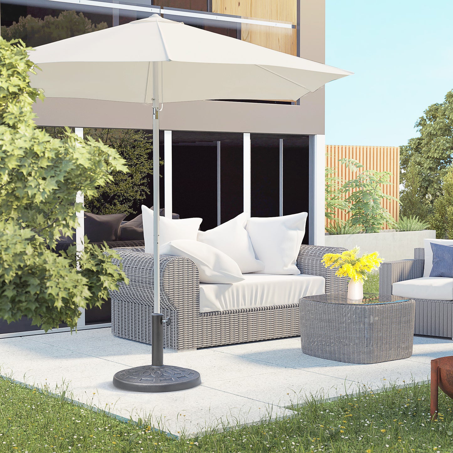 12kg Garden Parasol Base, Round Resin Sun Umbrella Base