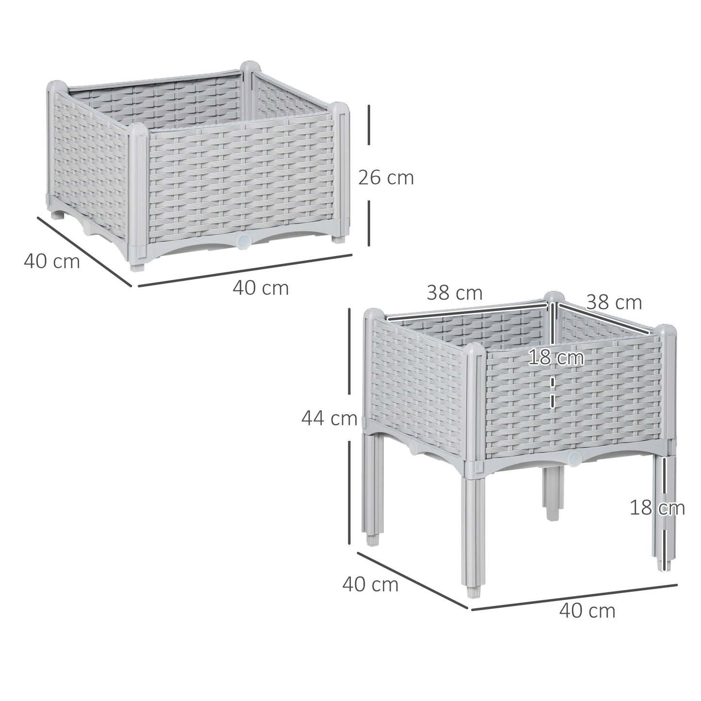 Set of Two Rattan-Effect Planters