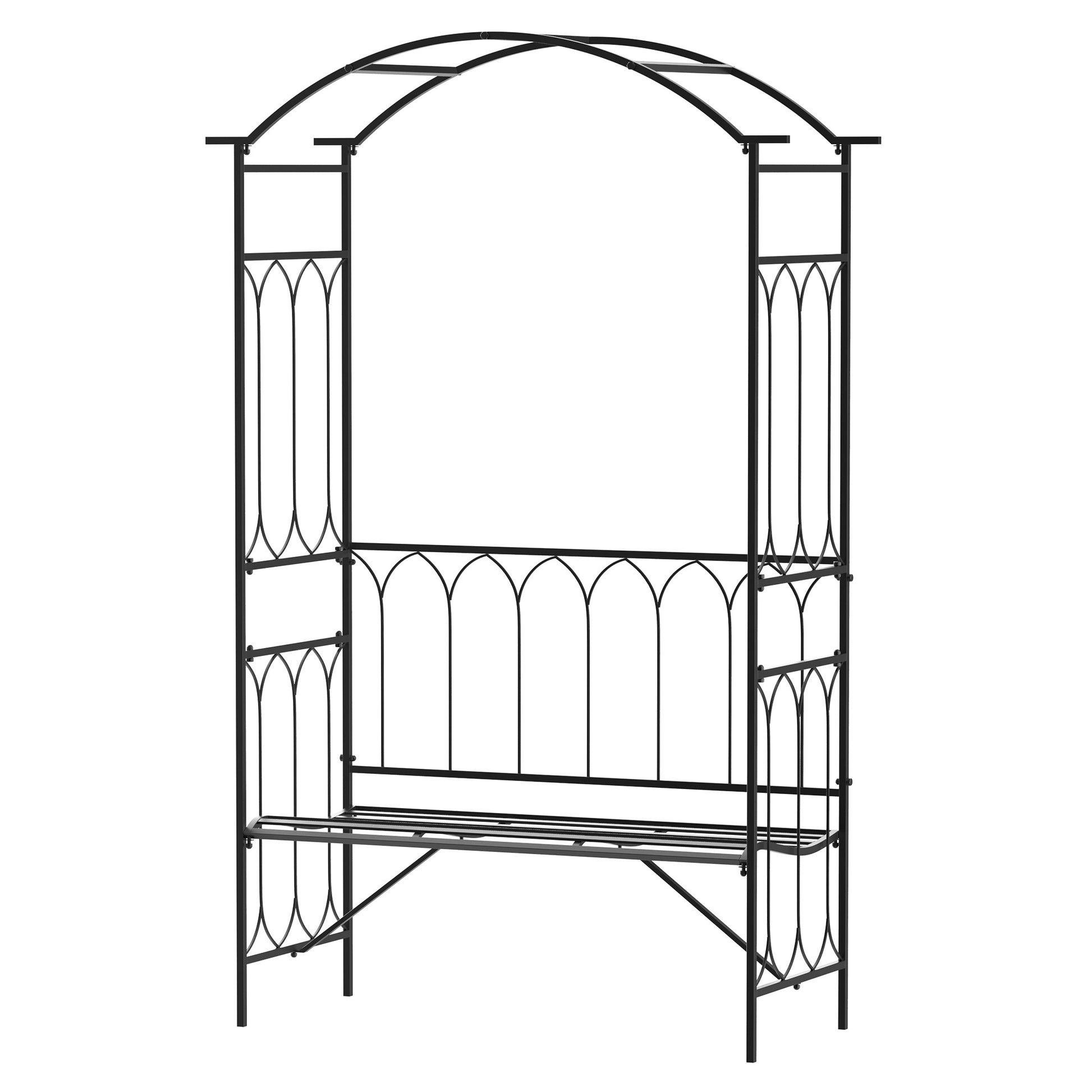 Garden Metal Frame Bench W/Arch for Various Climbing Plant