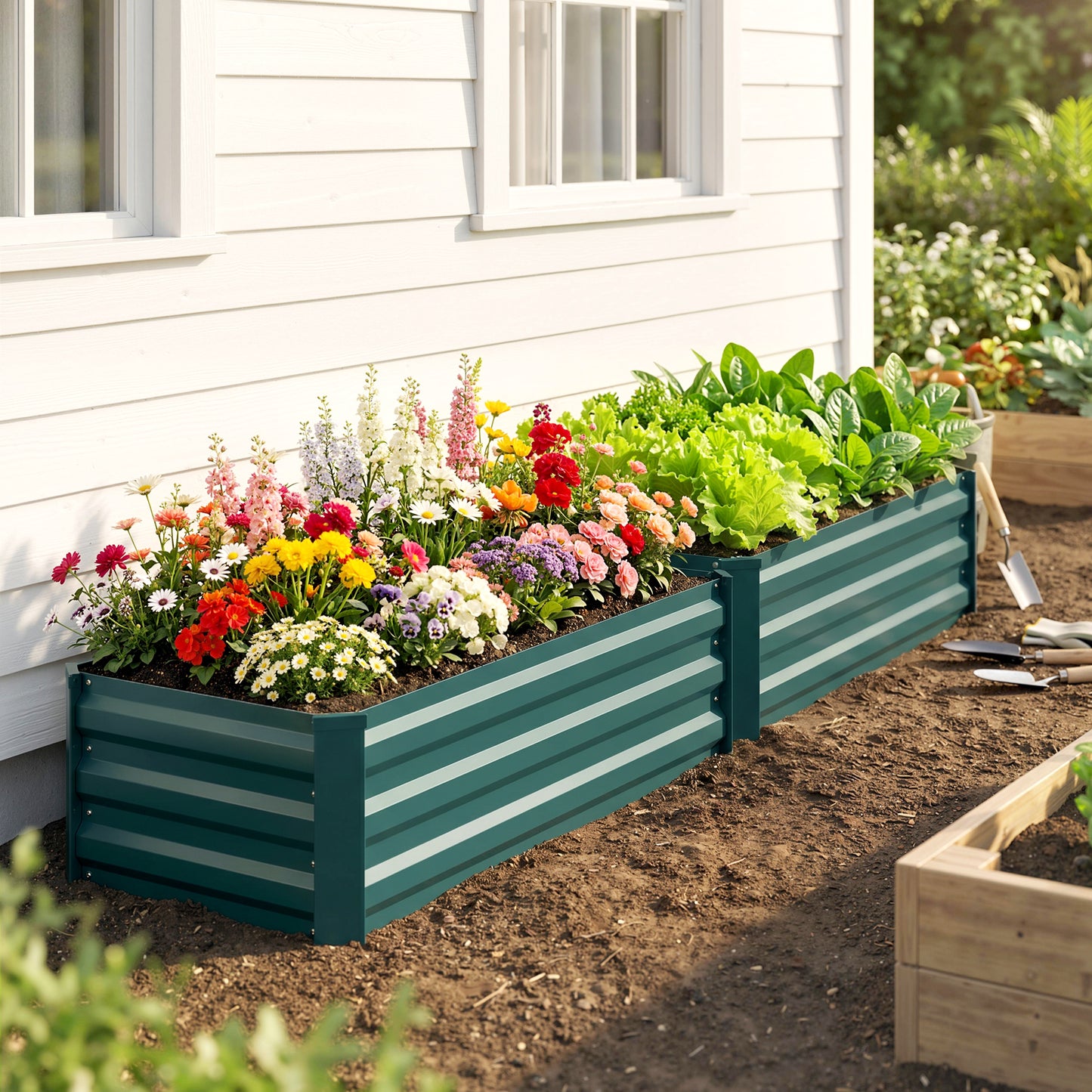 Set of Two 100 x 60cm Steel Planter Boxes (1)