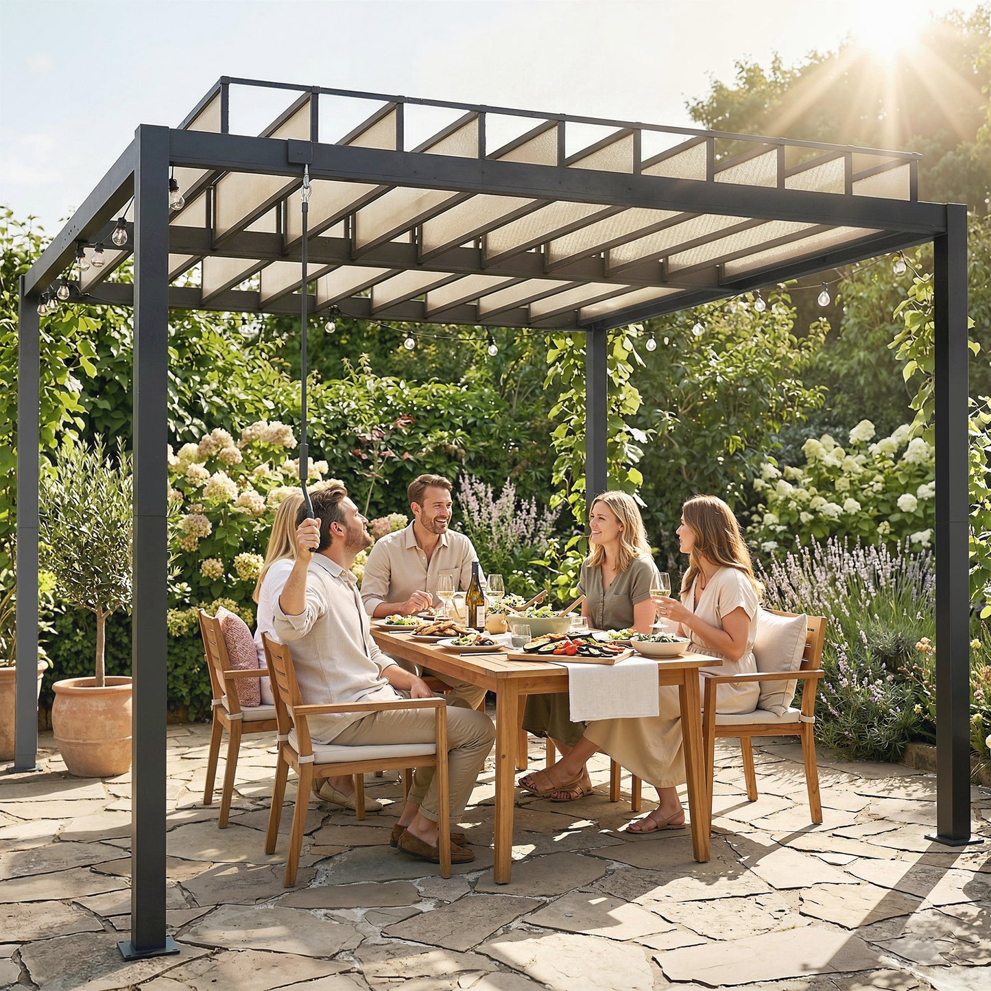 3 x 3 m Louvered Pergola with PC Roof