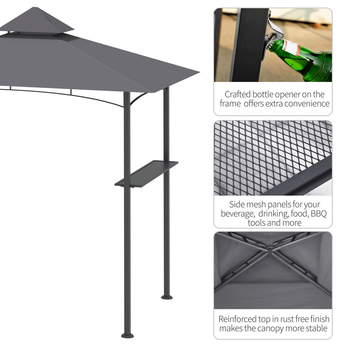 2.5M (8ft) New Double-Tier BBQ Gazebo Grill Canopy Barbecue Tent