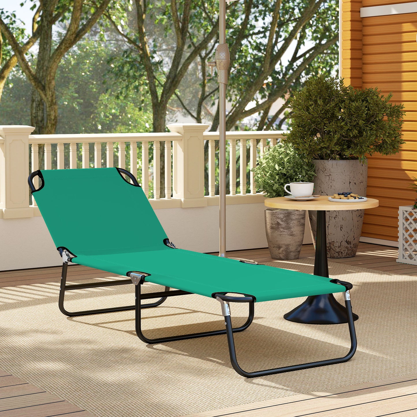 Foldable Sun Lounger with 5-Position Adjustable Backrest (2)