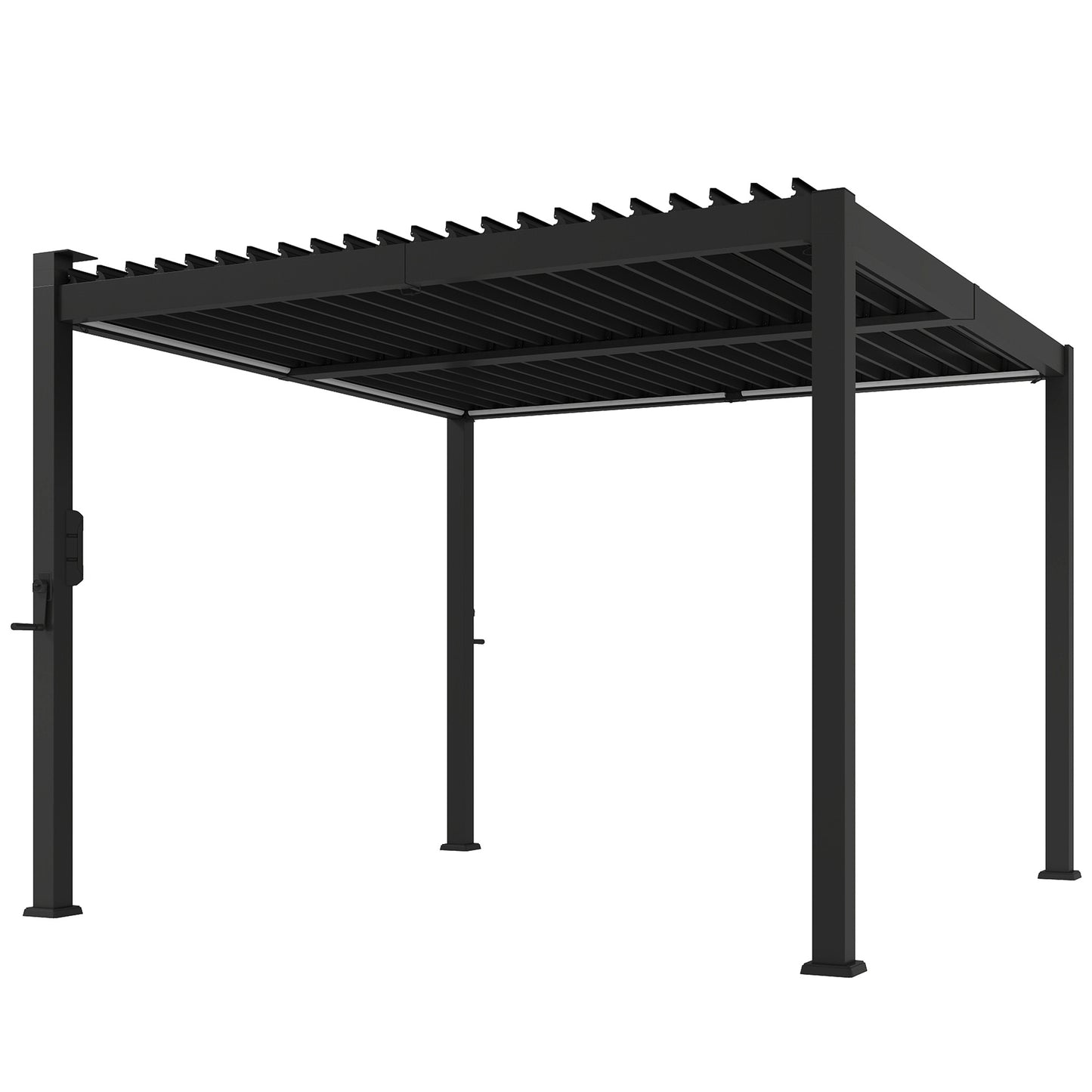 3 x 3 m Louvered Pergola with Solar LED lights, Metal Roof