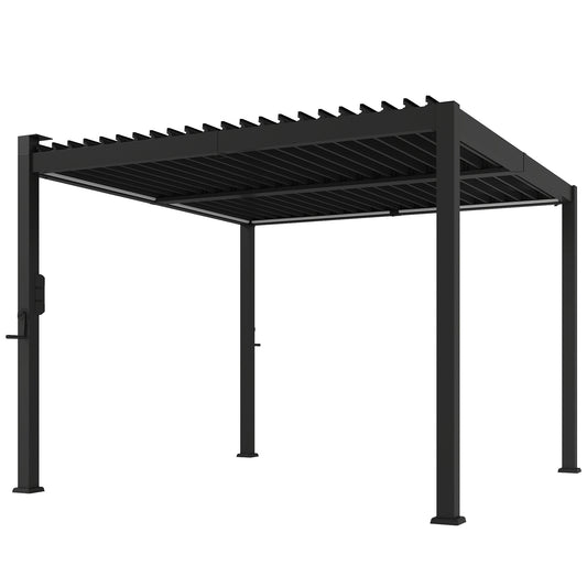 3 x 3 m Louvered Pergola with Solar LED lights, Metal Roof
