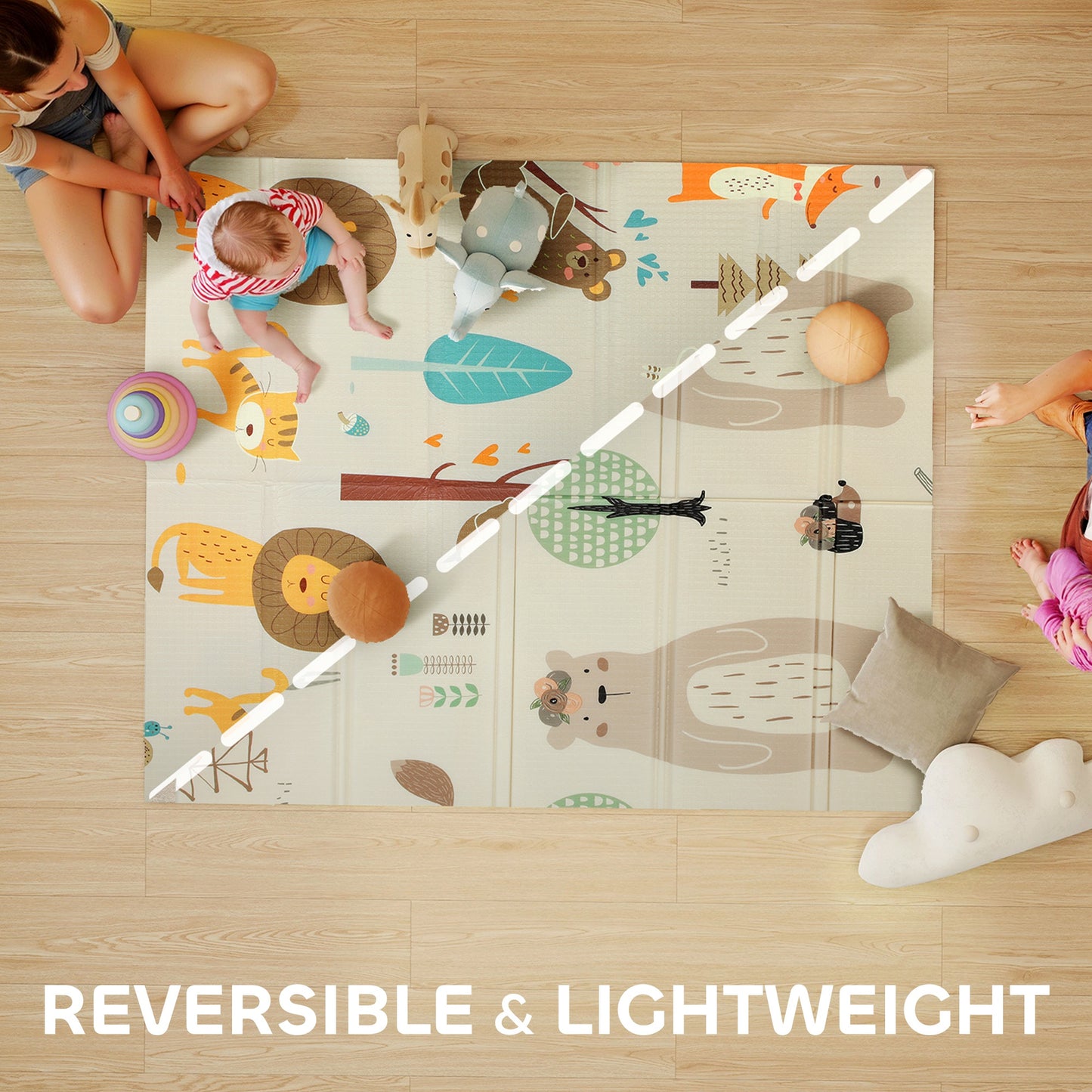 Animal-Themed Baby Plat Mat Double Sided, Foldable