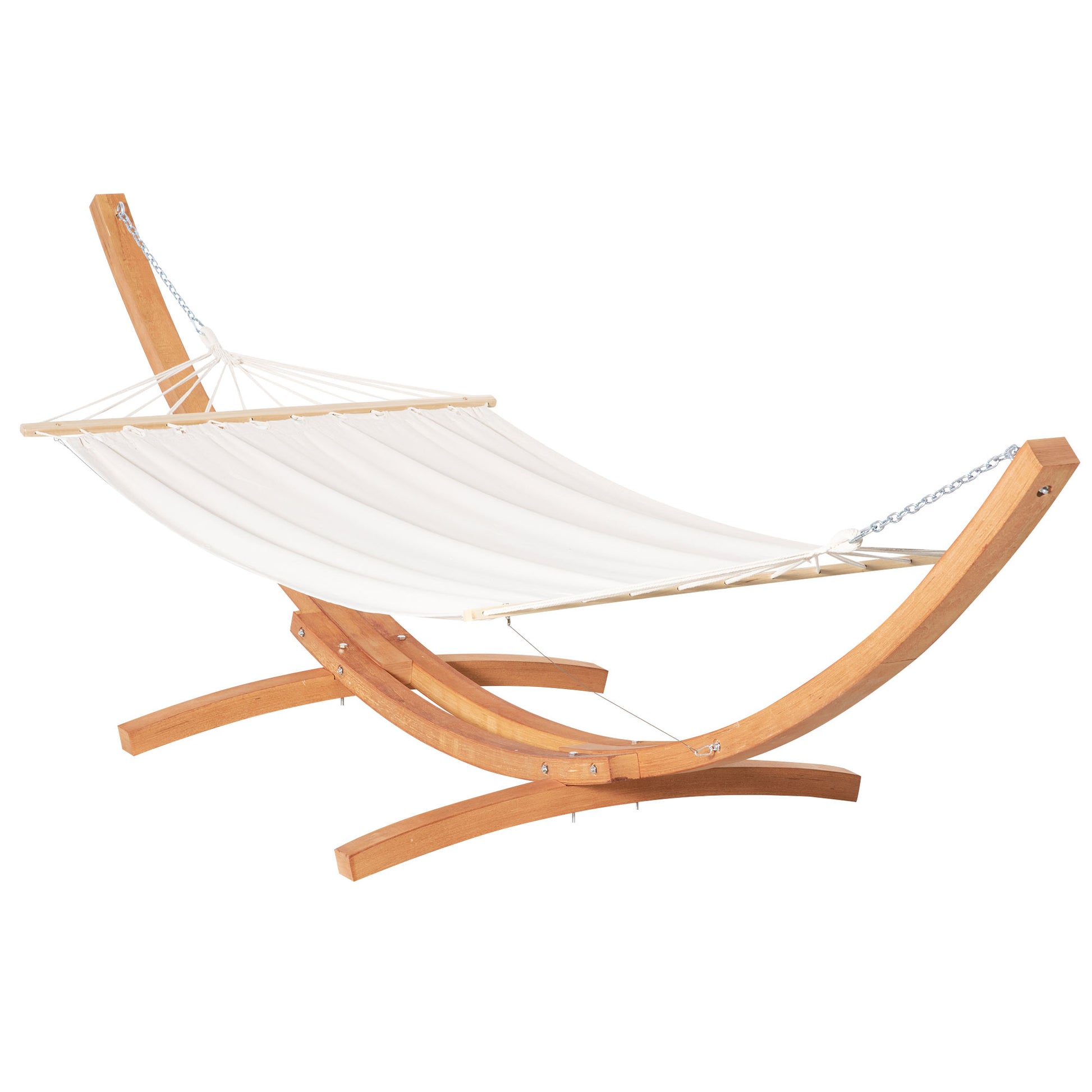 Outdoor Garden Hammock with Wooden Stand Swing Hanging Bed for Patio