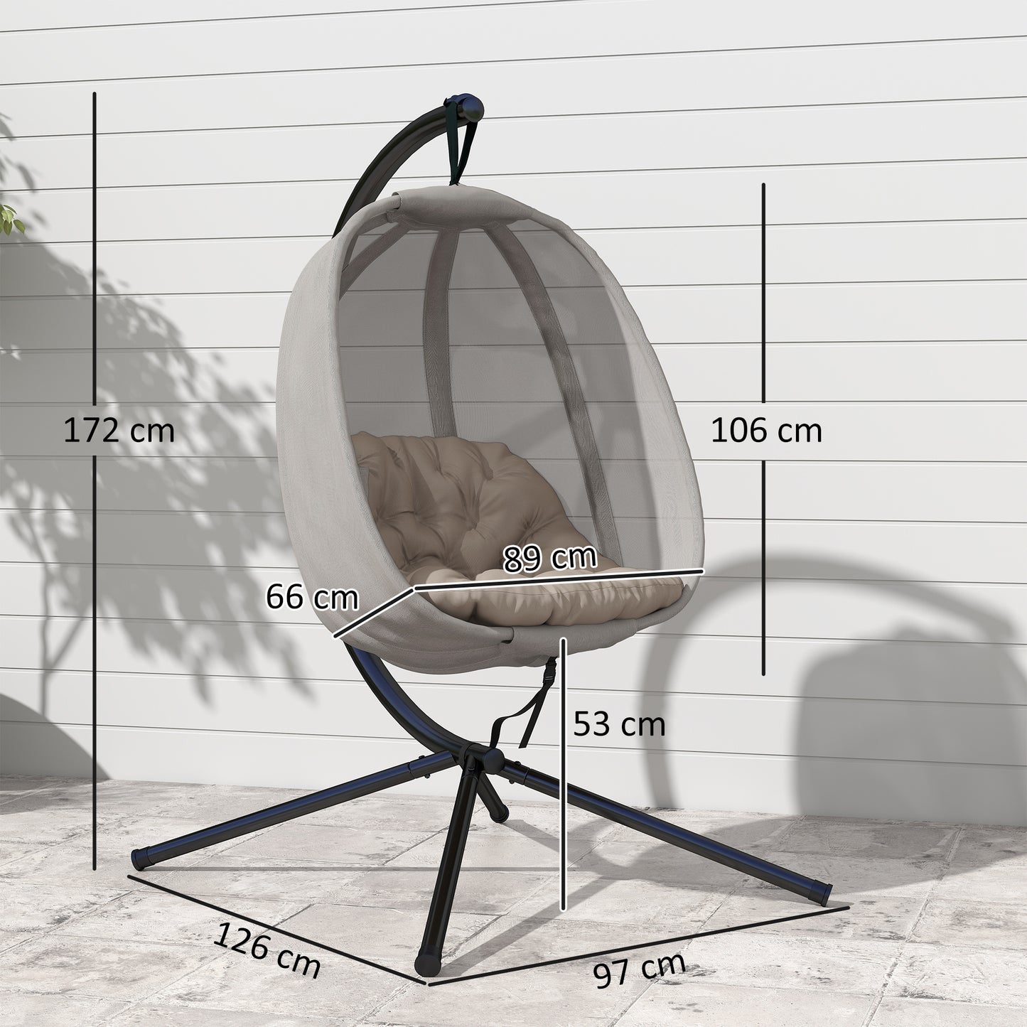 Hanging Egg Chair, Folding Texteline Swing Hammock with Side Pocket