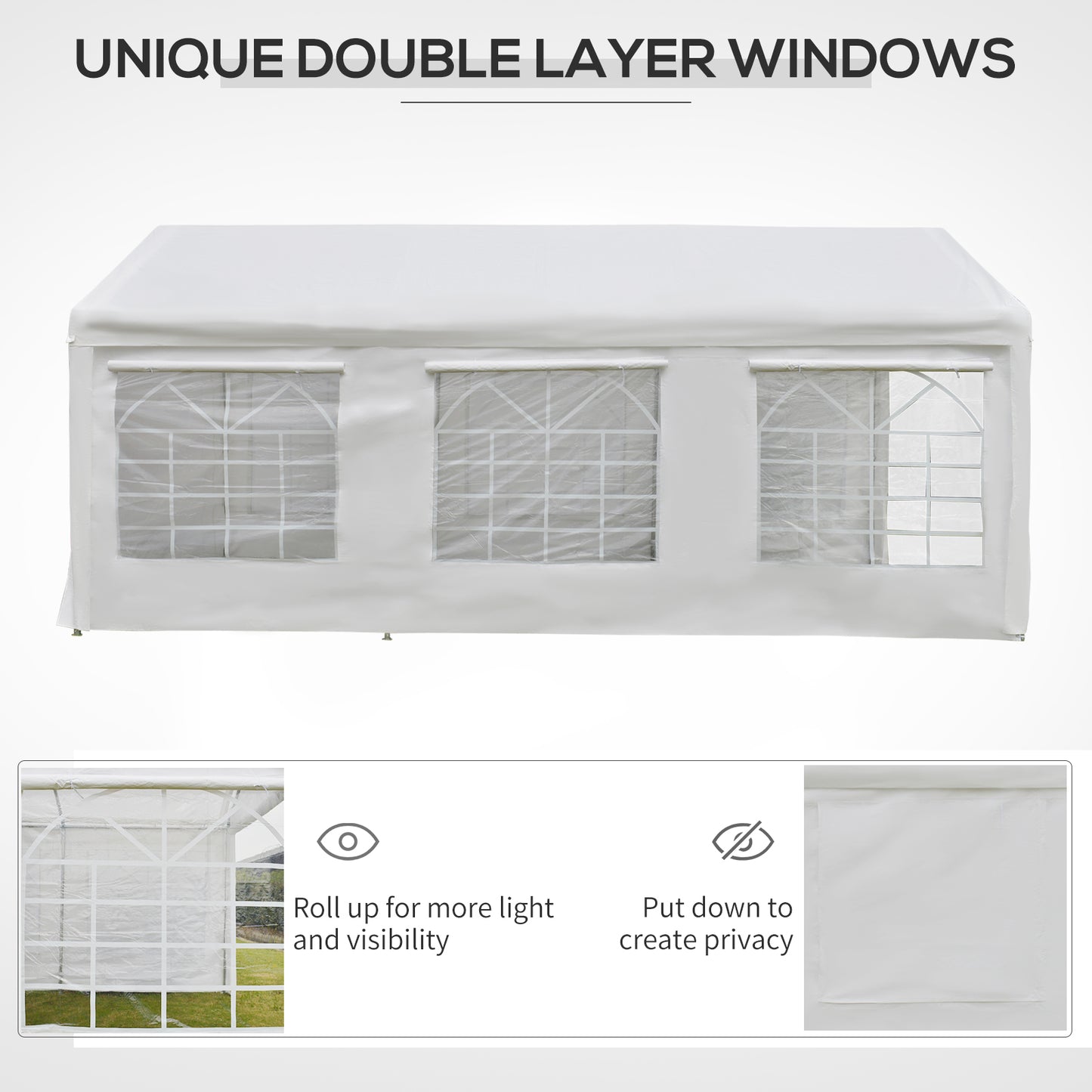 6m x 3m Garden Gazebo Marquee Wedding Shelter Level 4 Wind Protection