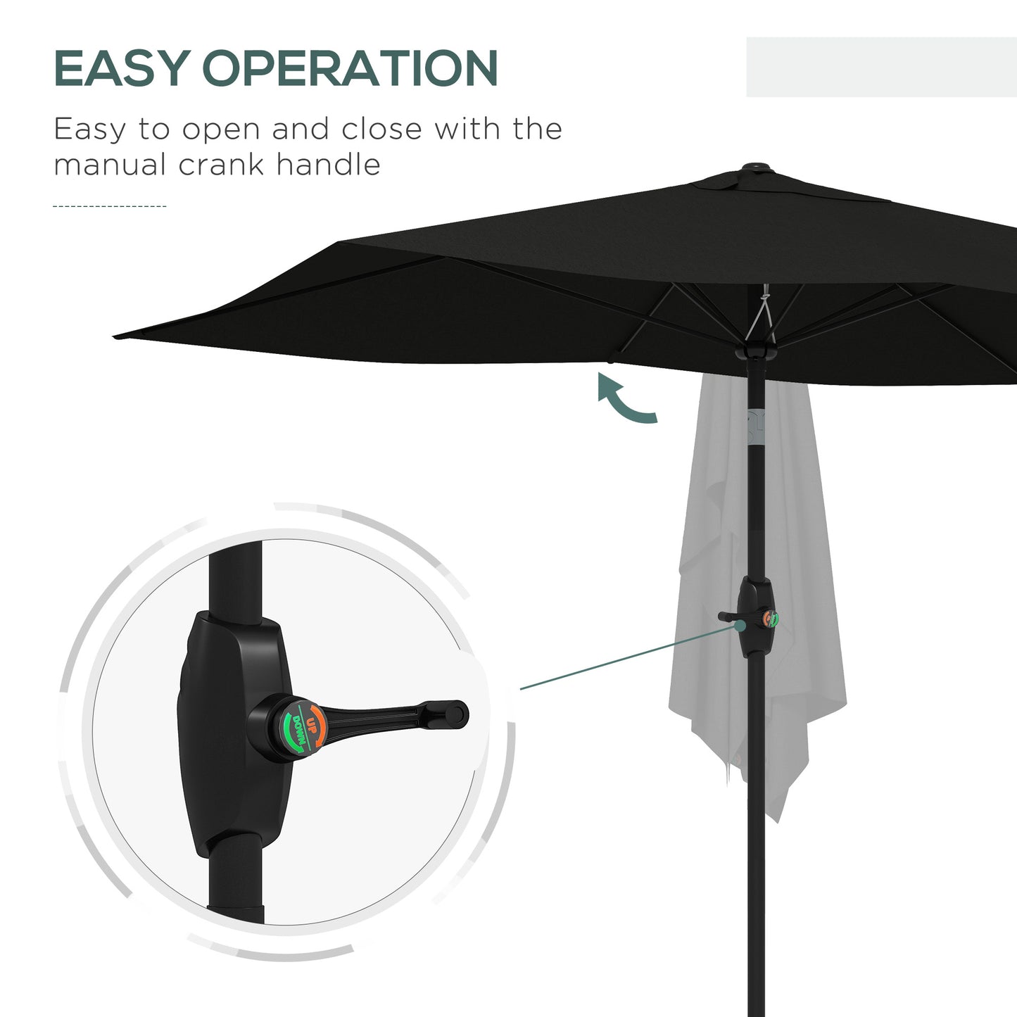3 x 2 m Garden Parasol Umbrella with Aluminium Pole