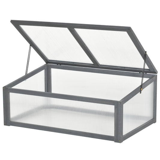 Wooden Cold Frame, Small Polycarbonate Greenhouse for Plants (1)