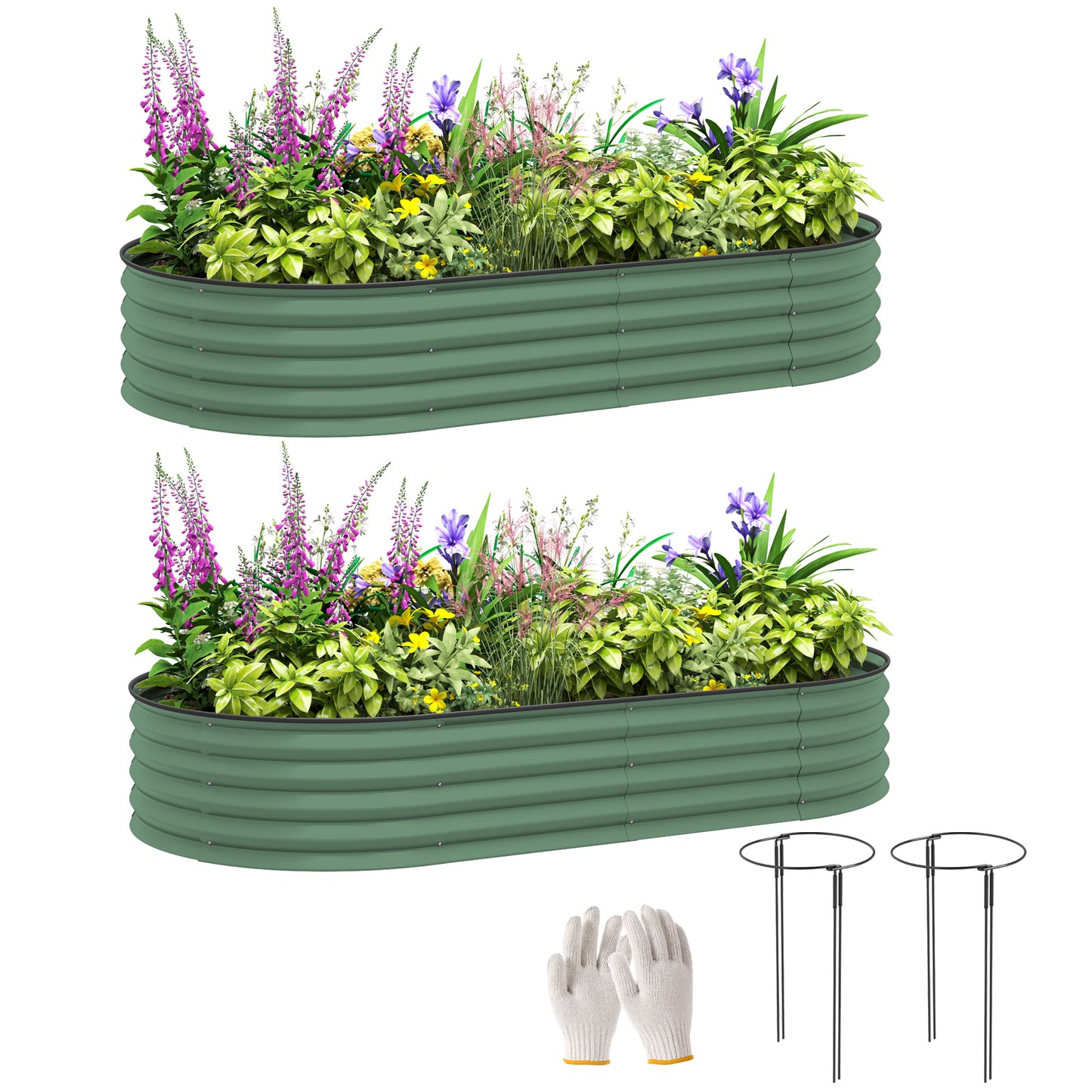 Set of Two 181 x 93cm Steel Planters