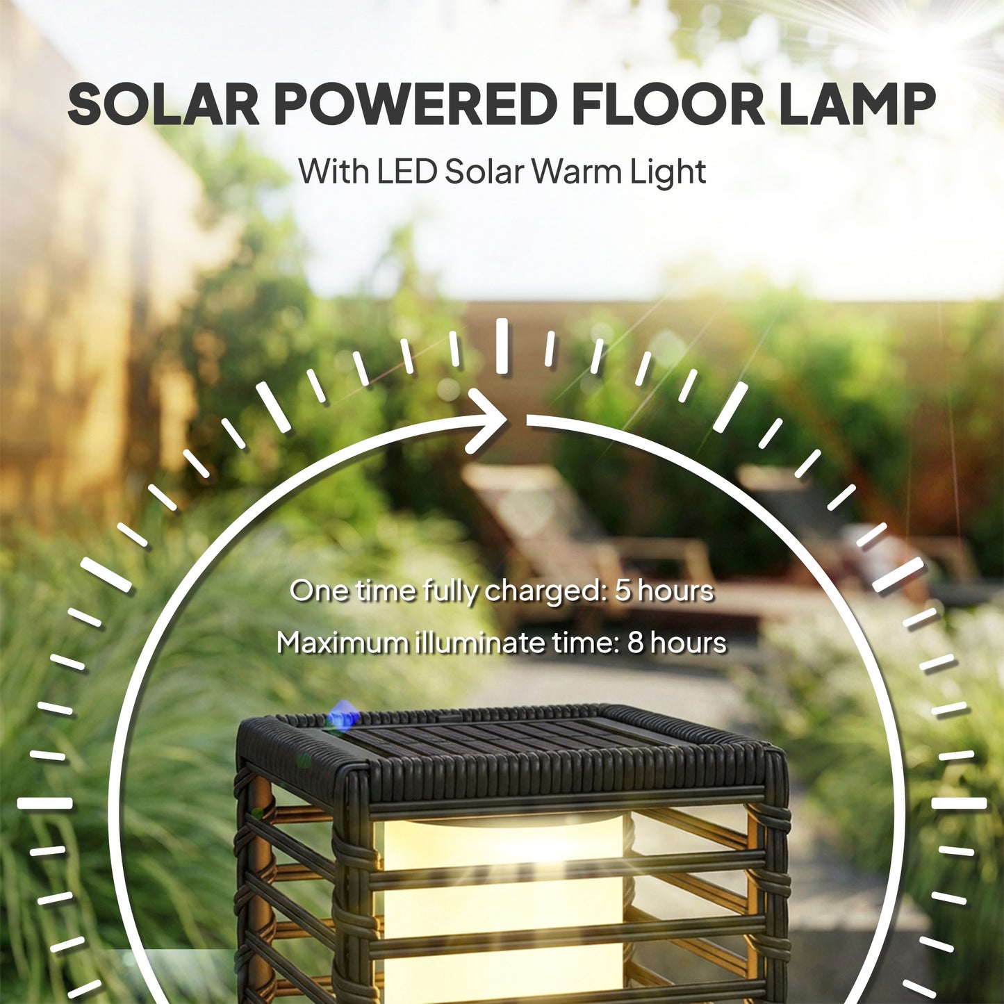 Garden Rattan Lamp, 68 cm Solar Rattan Floor Lamp