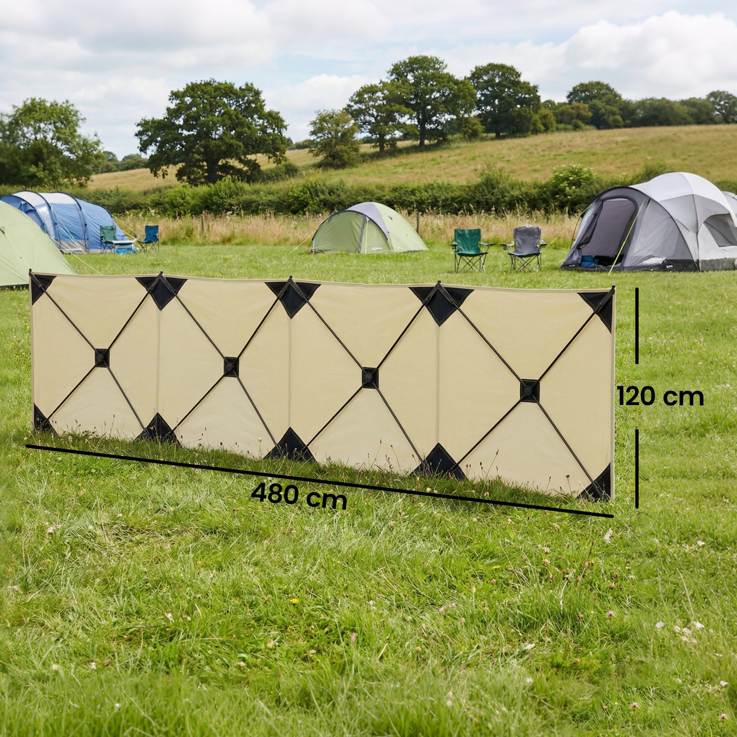 Camping Windbreak Pop Up Windbreaker Blocker with Ropes Pegs
