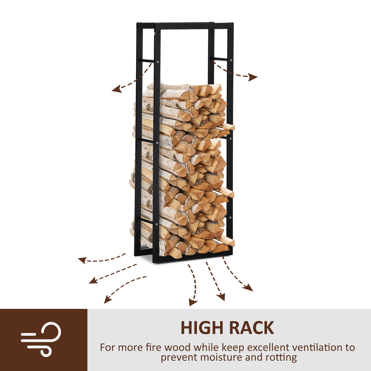 Metal Firewood Log Holder Tall Firewood Rack Indoor Outdoor