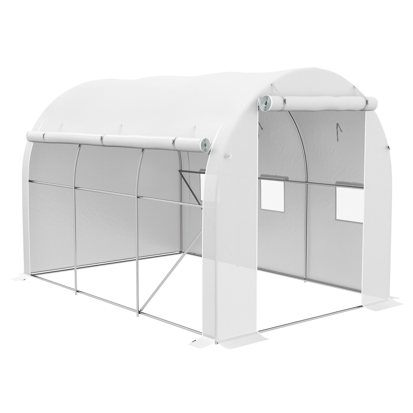 296 x 196cm Steel Frame Polytunnel Greenhouse