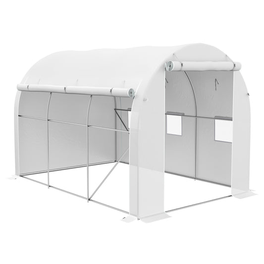 296 x 196cm Steel Frame Polytunnel Greenhouse