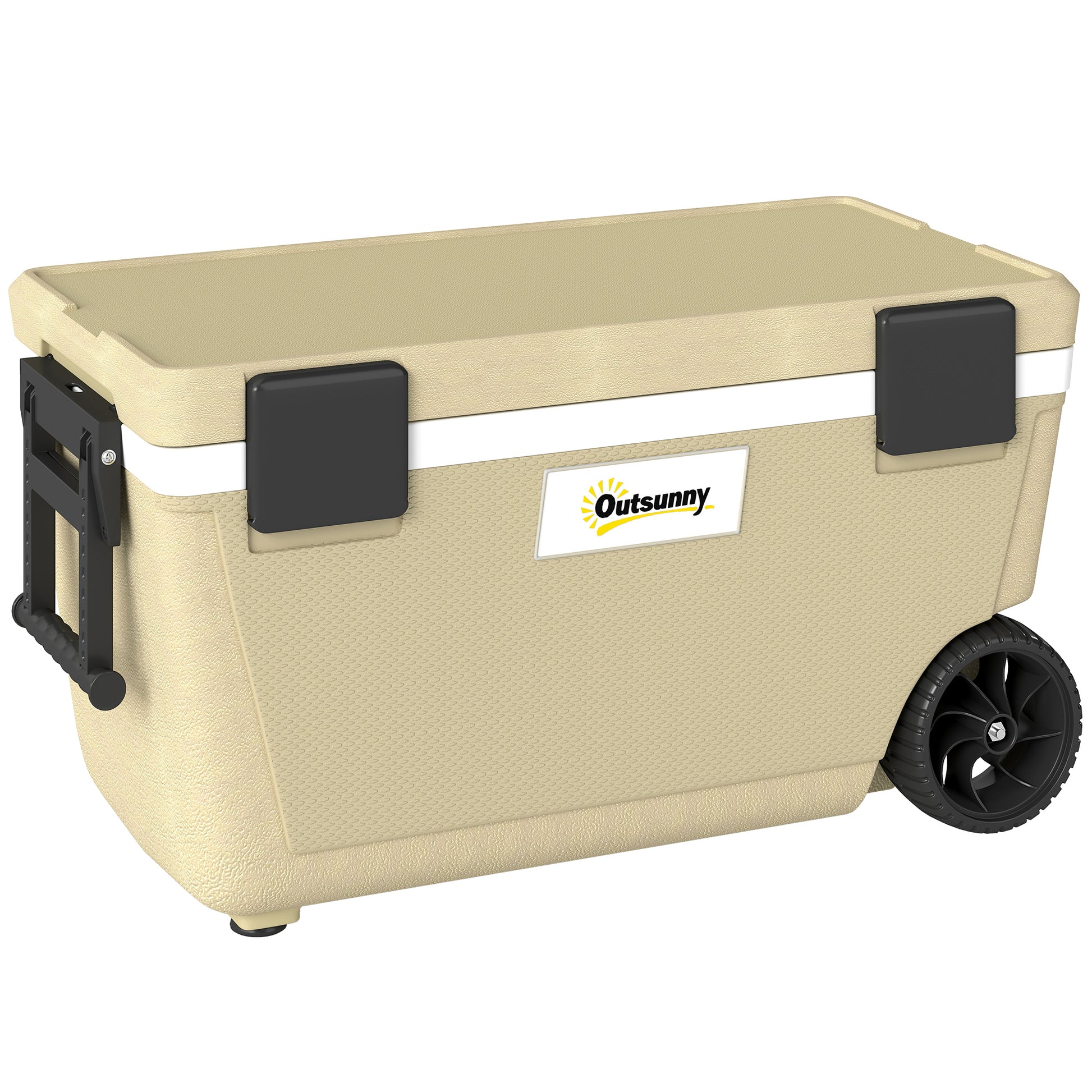 70L Insulated Cool Box with Wheels, Portable Ice Cooler with Handle