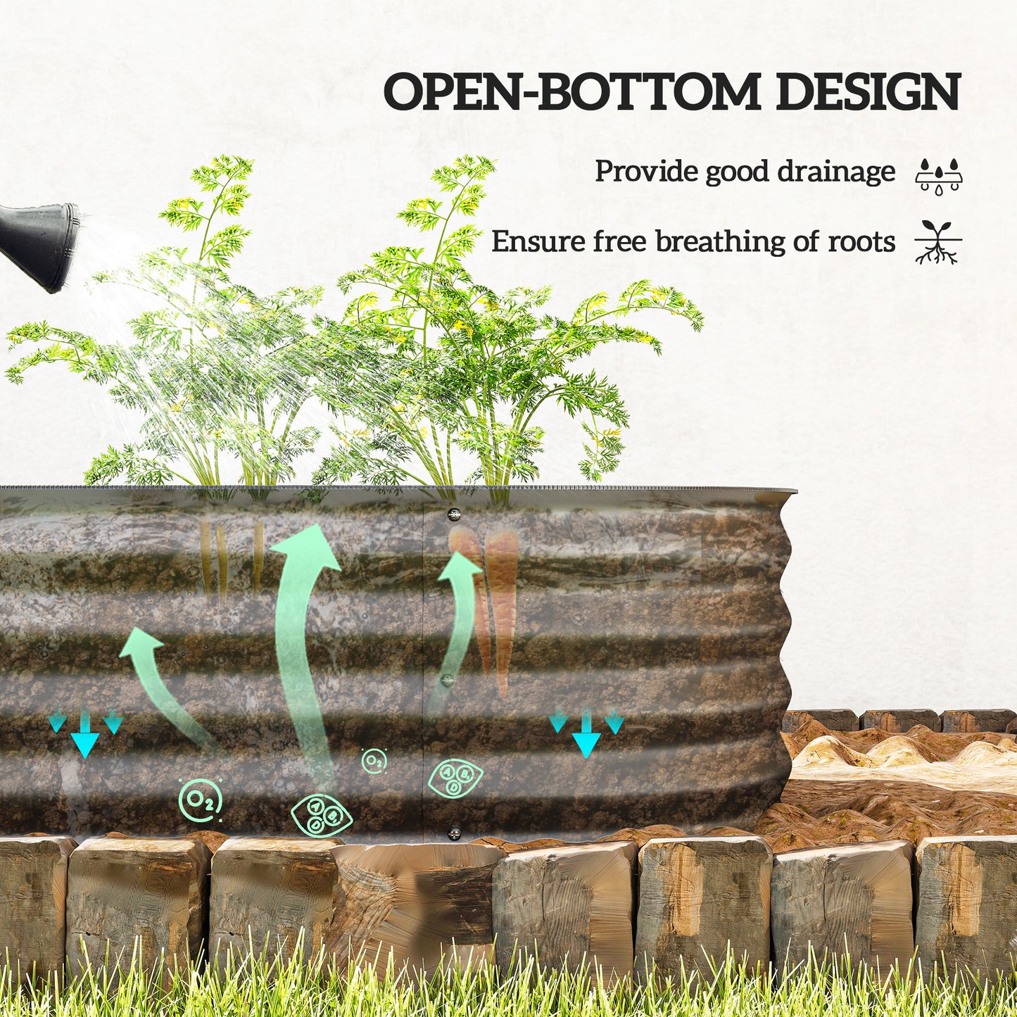 Galvanised Raised Garden Bed, Metal Planter Box with Safety Edging (1)