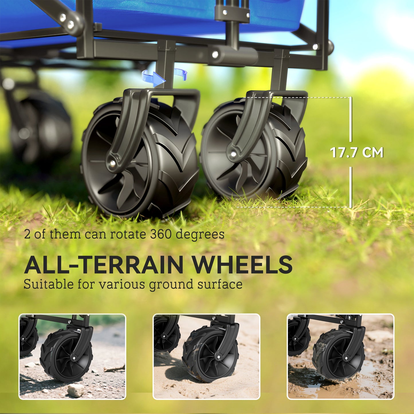 Folding Trolley Cart Storage Wagon Beach Trailer 4 Wheels