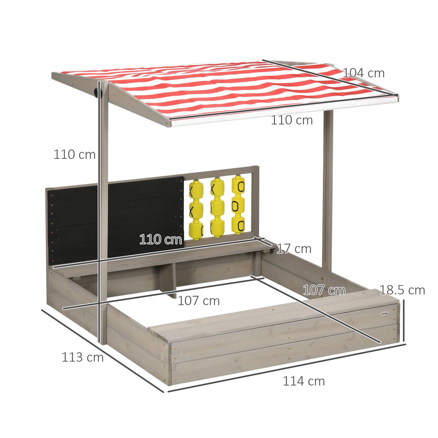 Kids Wooden Sandpit, sandbox with canopy & Seats, for Gardens