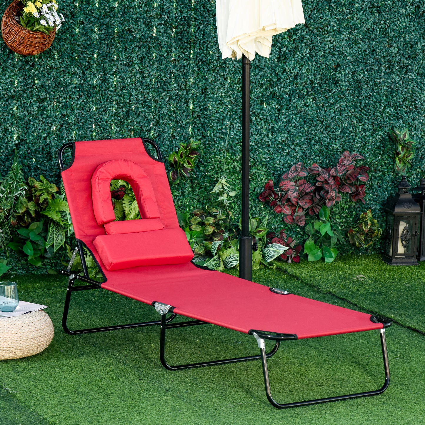Foldable Outdoor Sun Lounger Adjustable Backrest Reclining Chair