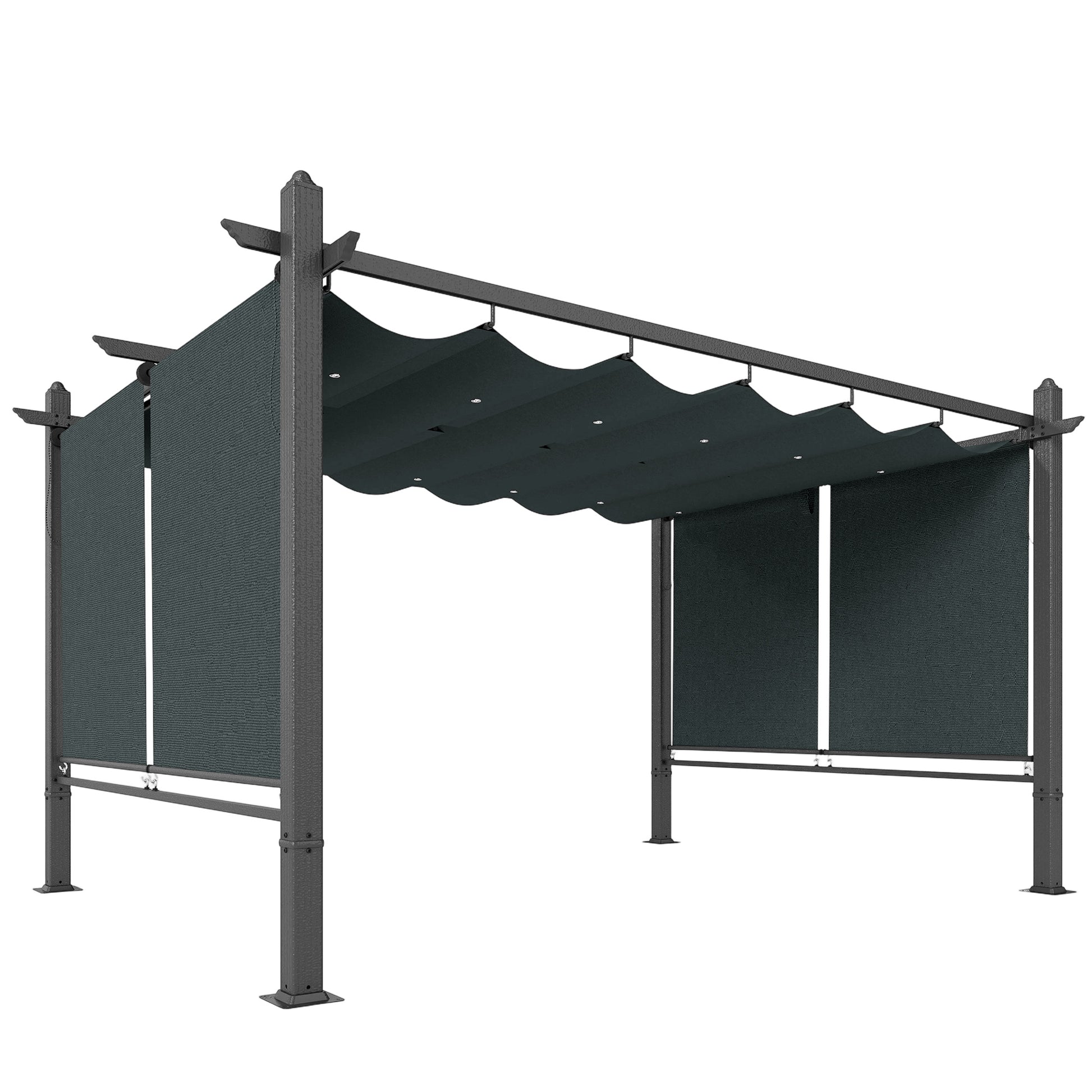 4 x 3 m Garden Pergola with Retractable Roof Canopy