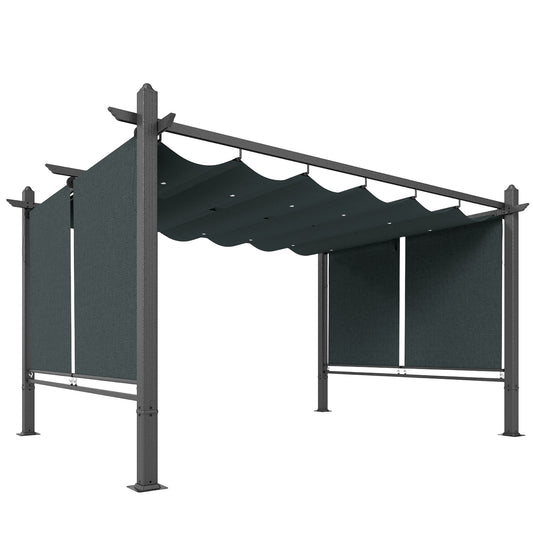 4 x 3 m Garden Pergola with Retractable Roof Canopy