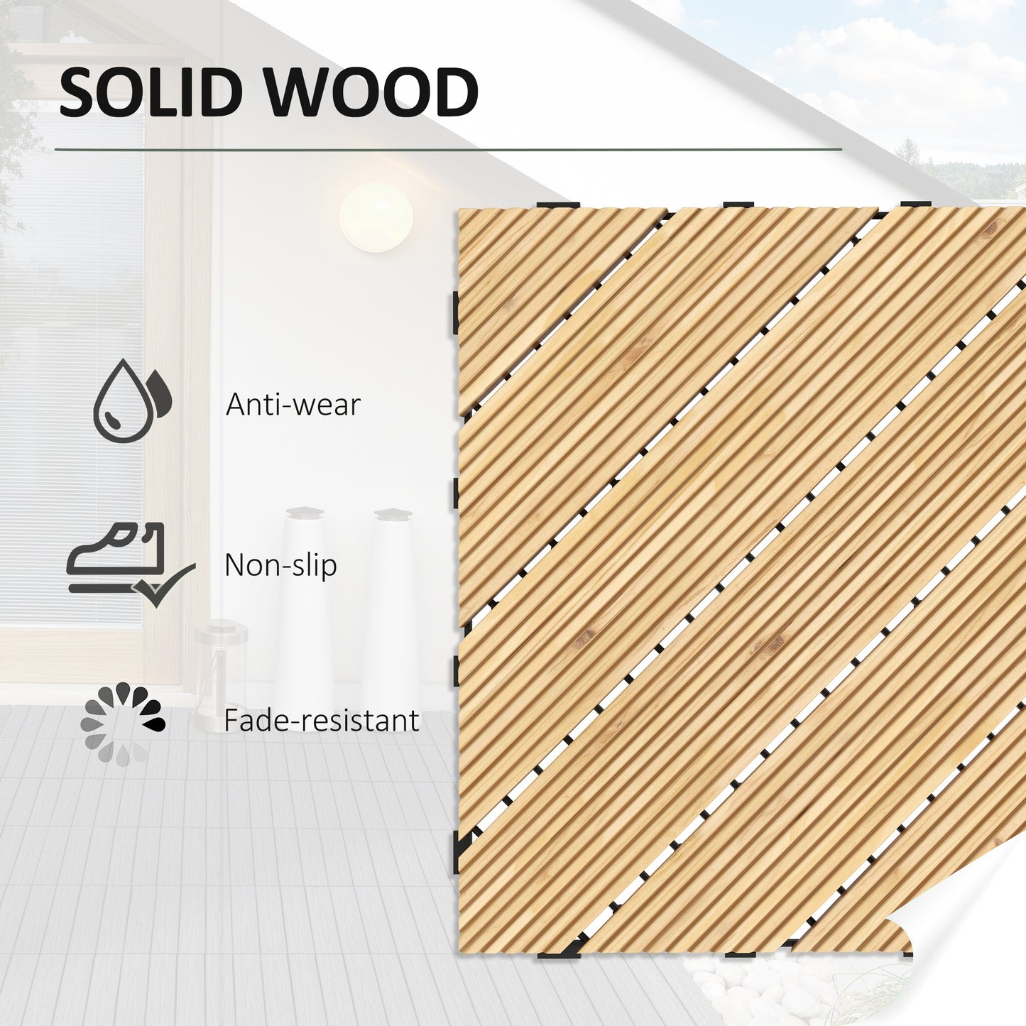 27 Pcs Wooden Interlocking Decking Tiles (2)