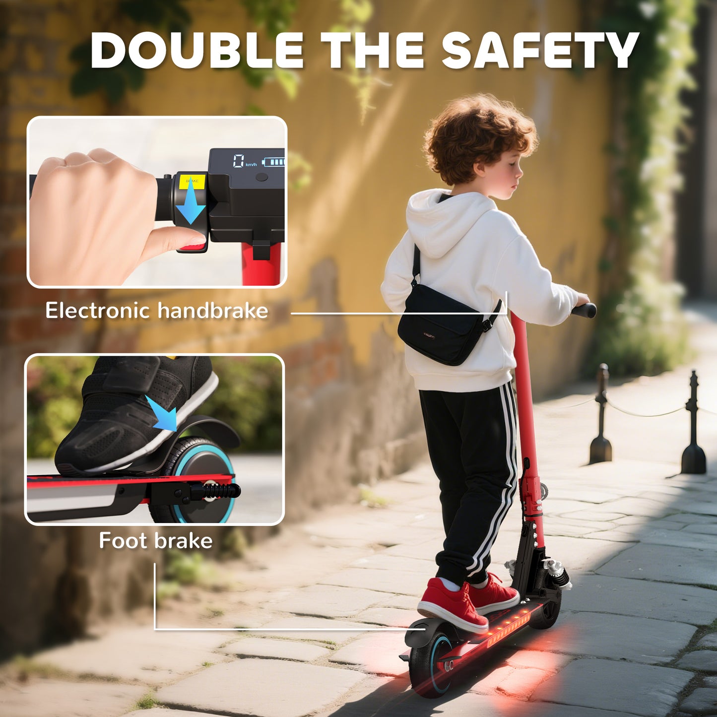 Folding Electric Scooter for Kids, with Dual Brakes