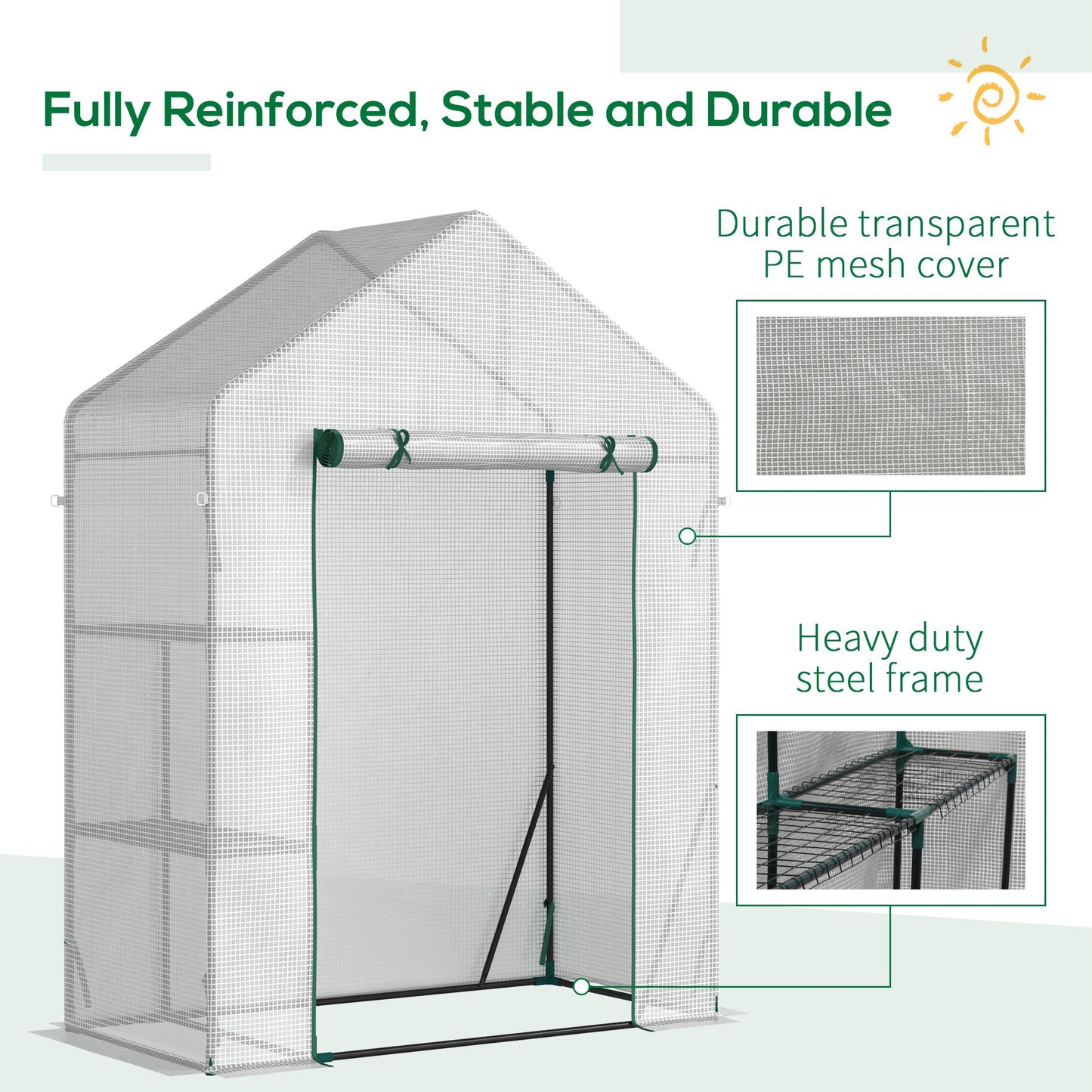 Walk In Greenhouse with 2 Tier Shelf