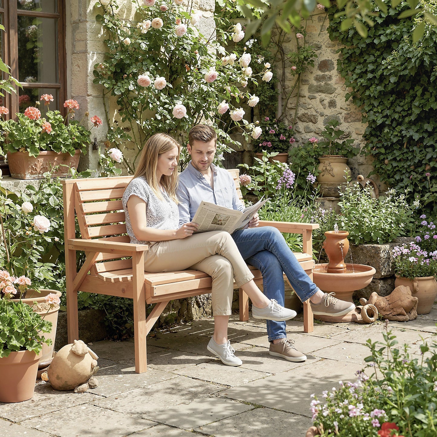 2 Seater Wooden Garden Bench