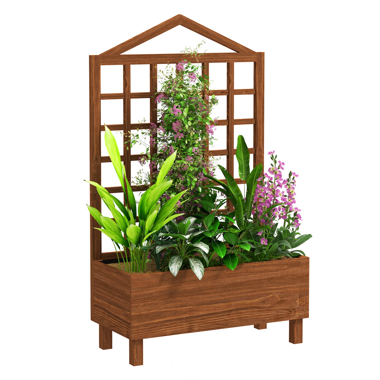Garden Planters with Trellis for Vine Climbing (2)