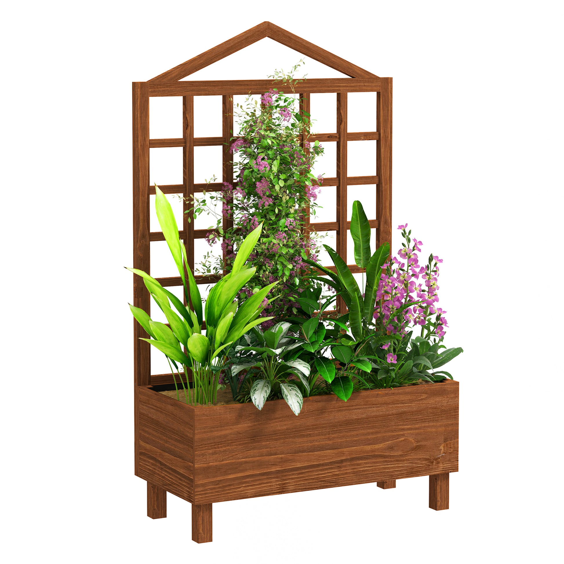 Garden Planters with Trellis for Vine Climbing (2)