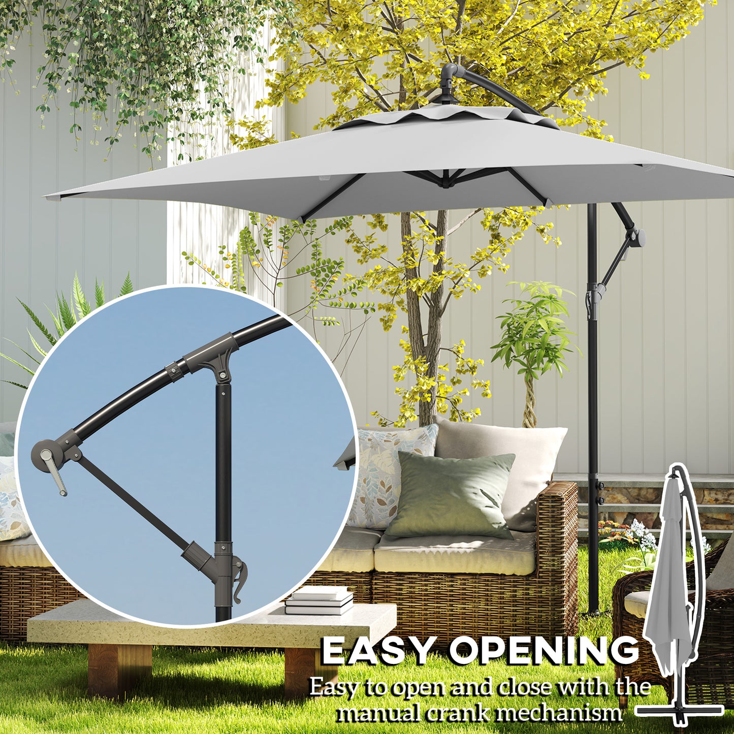 3(m) Cantilever Overhanging Parasol, with Cross Base