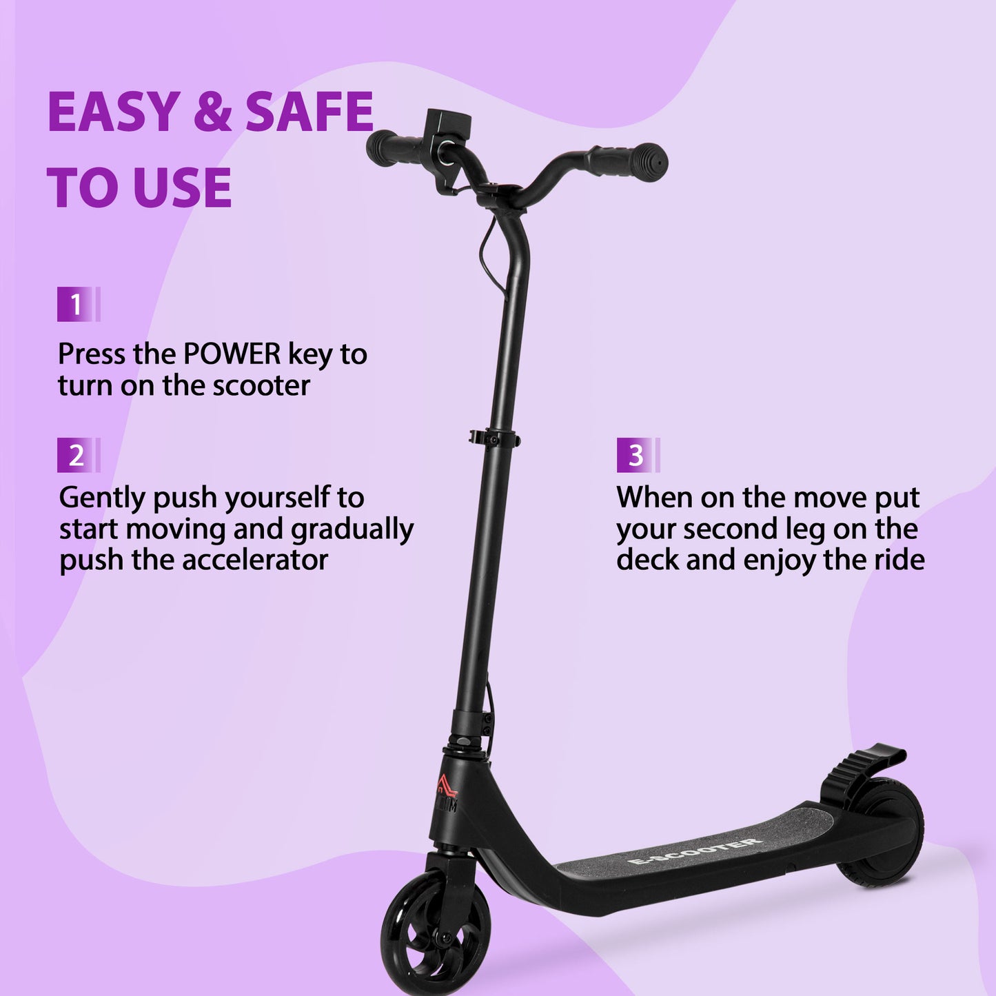 Electric Scooter, 120W Motor E-Scooter, Adjustable Height