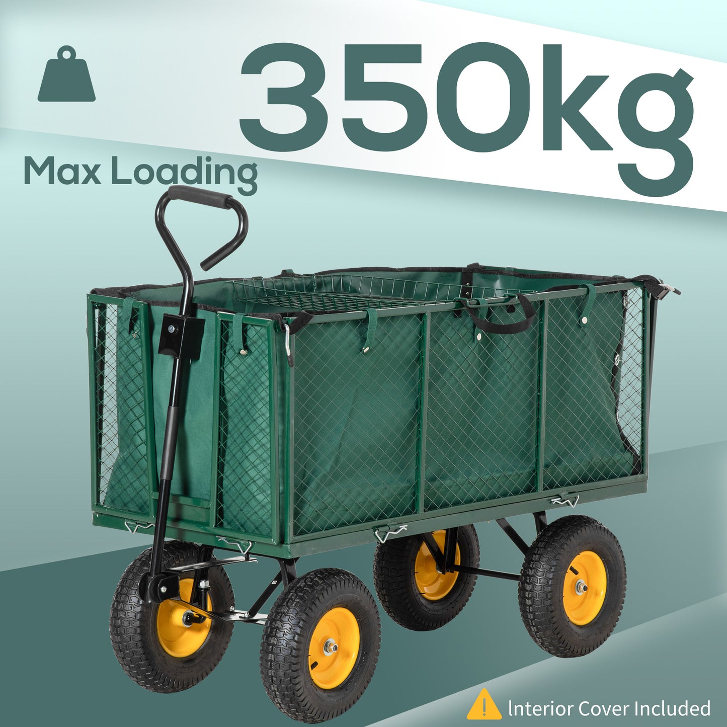 Large 4 Wheel Heavy Duty Garden Cart Truck Trolley Wheelbarrow