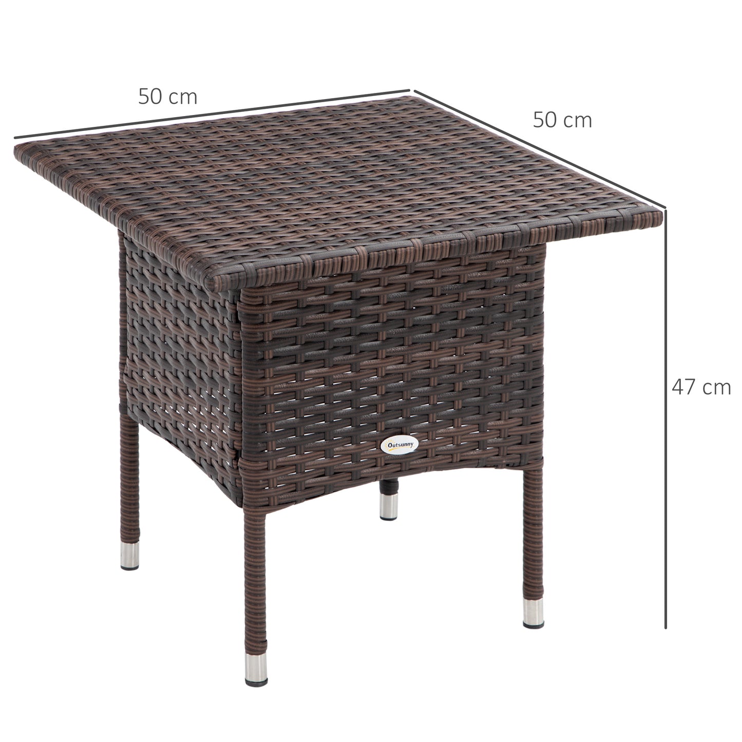 Outdoor Rattan Side Table Coffee Table with Plastic Board