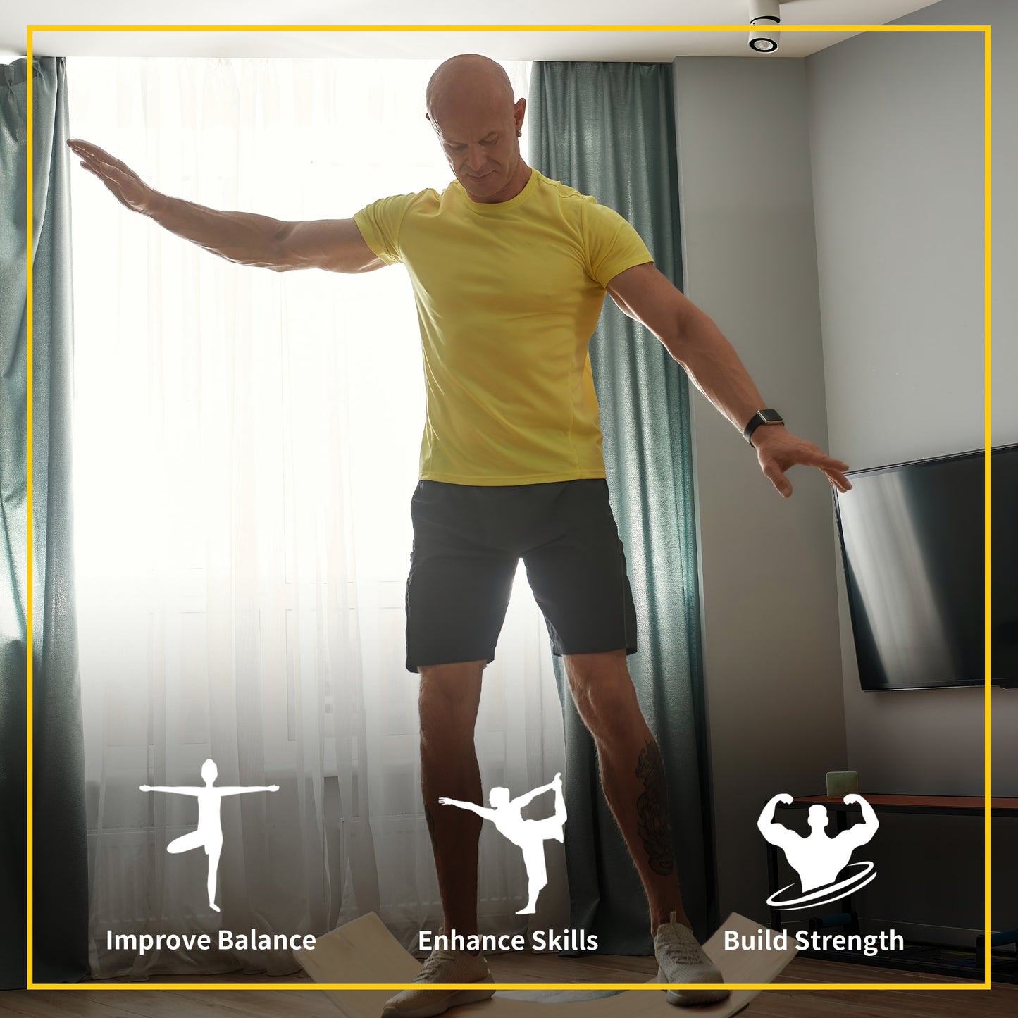 Wood Wobble Board with Ropes, Balance Board for Full Body Workout