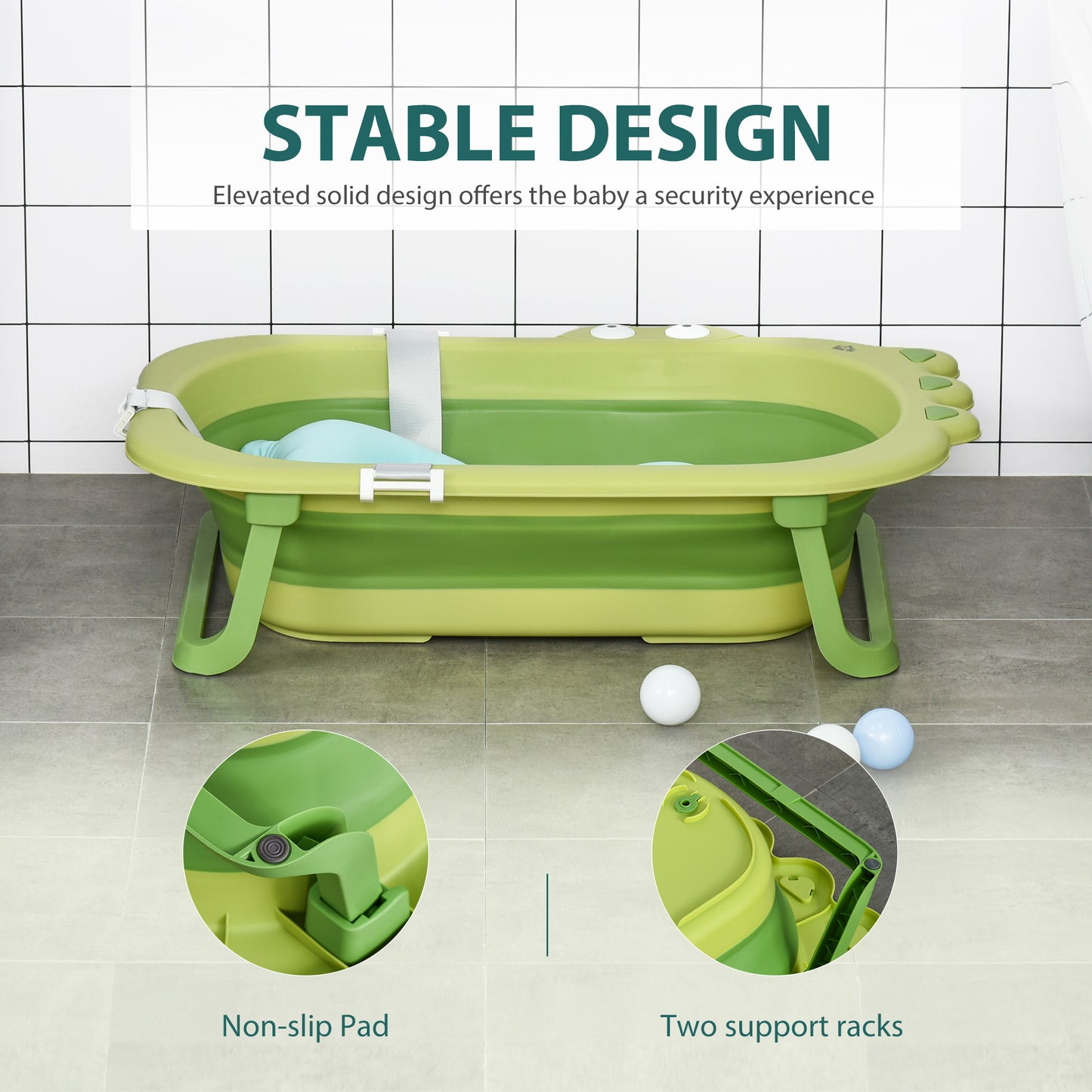 Baby Bath Tub for Toddler Kids Infant Ergonomic Foldable Secure