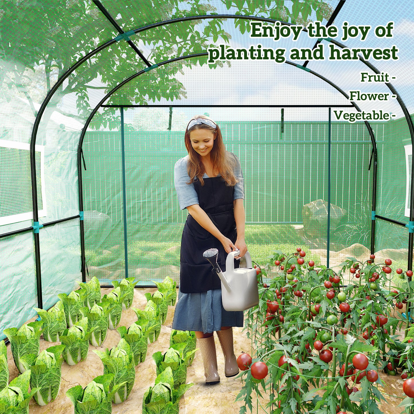 300 x 300cm Walk-In Polytunnel Greenhouse