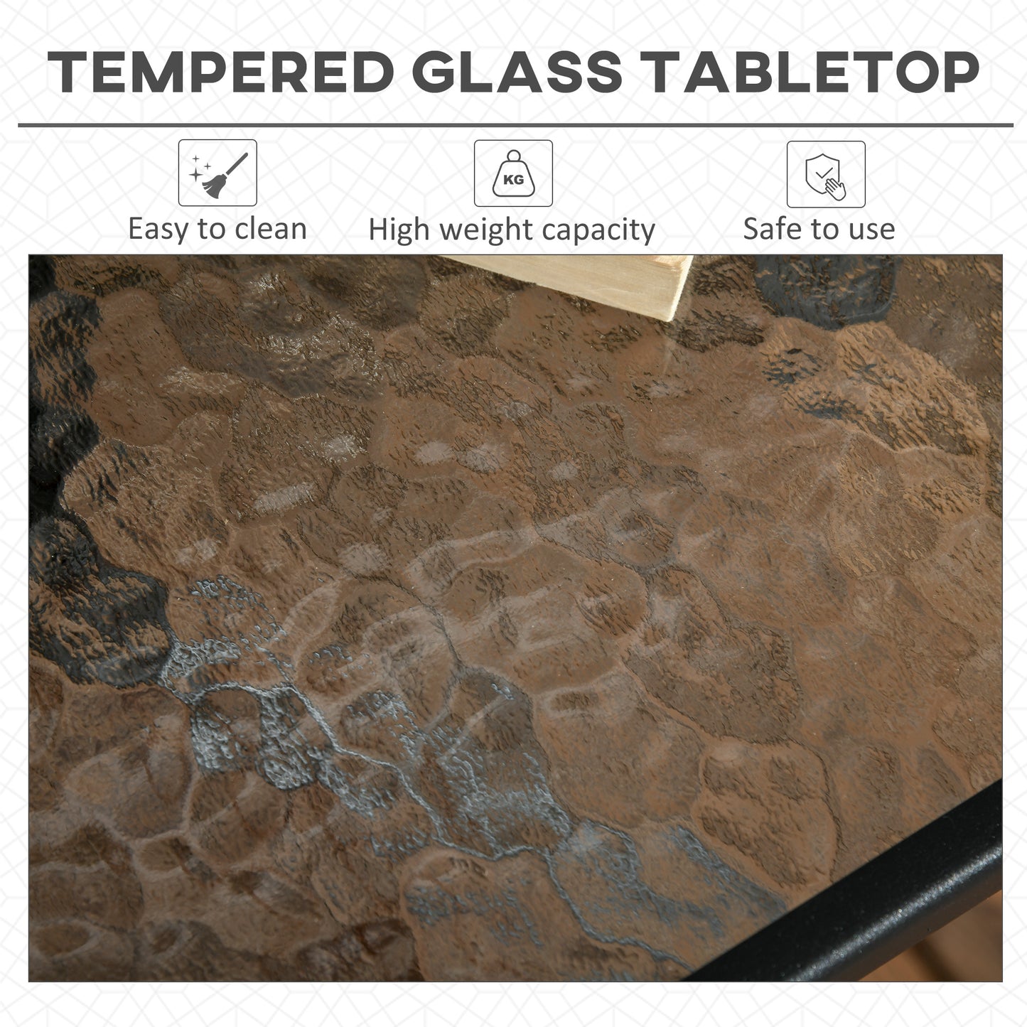 Square Garden Dining Table with Tempered Glass Top & Umbrella Hole