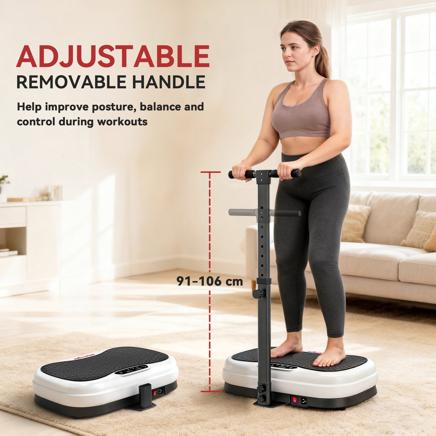 Vibration Plate, with Adjustable/Removable Handle, Preset Modes